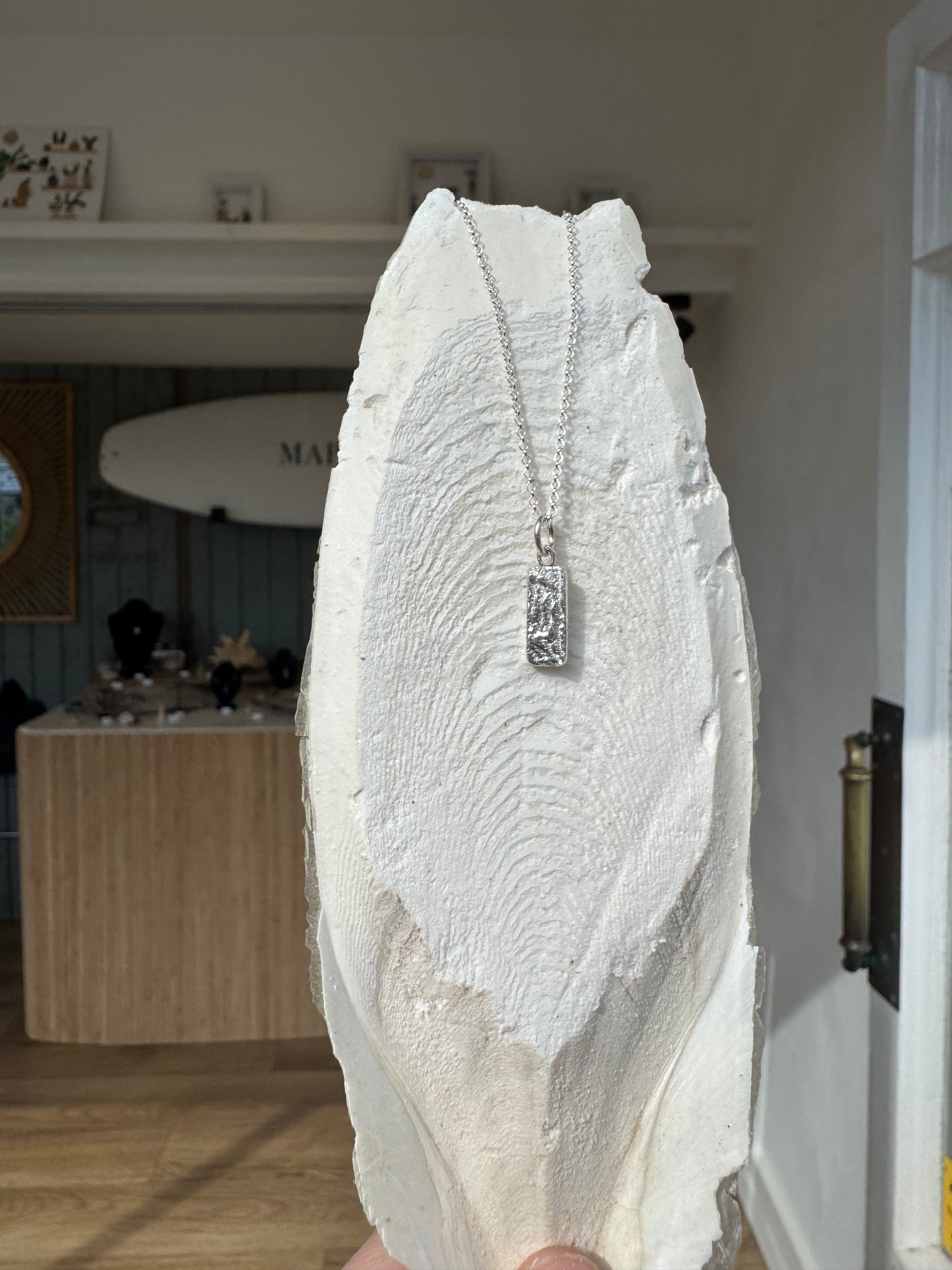 Handmade cuttlefish casted Sterling silver necklace