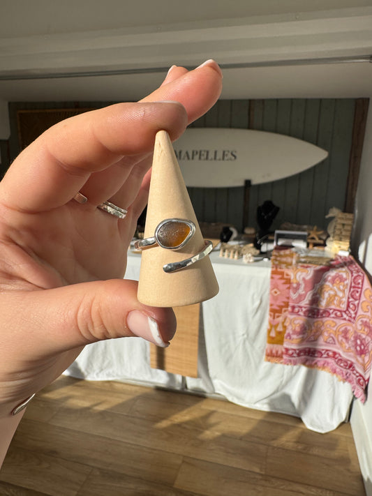 Brown seaglass ring