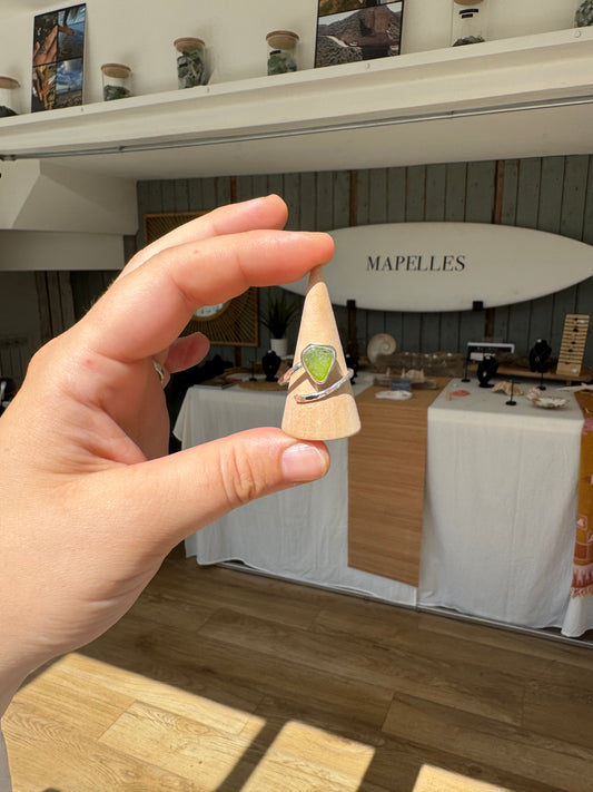 Rare Green seaglass ring