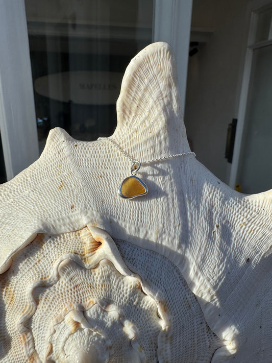 Amber seaglass necklace