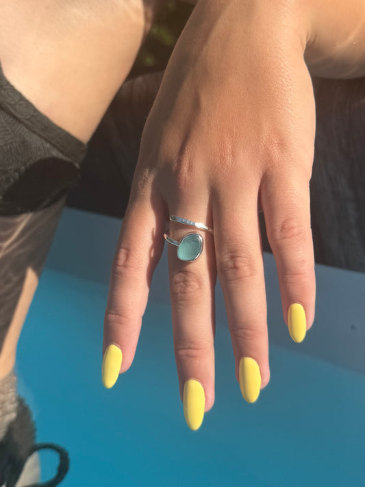Blue seaglass ring
