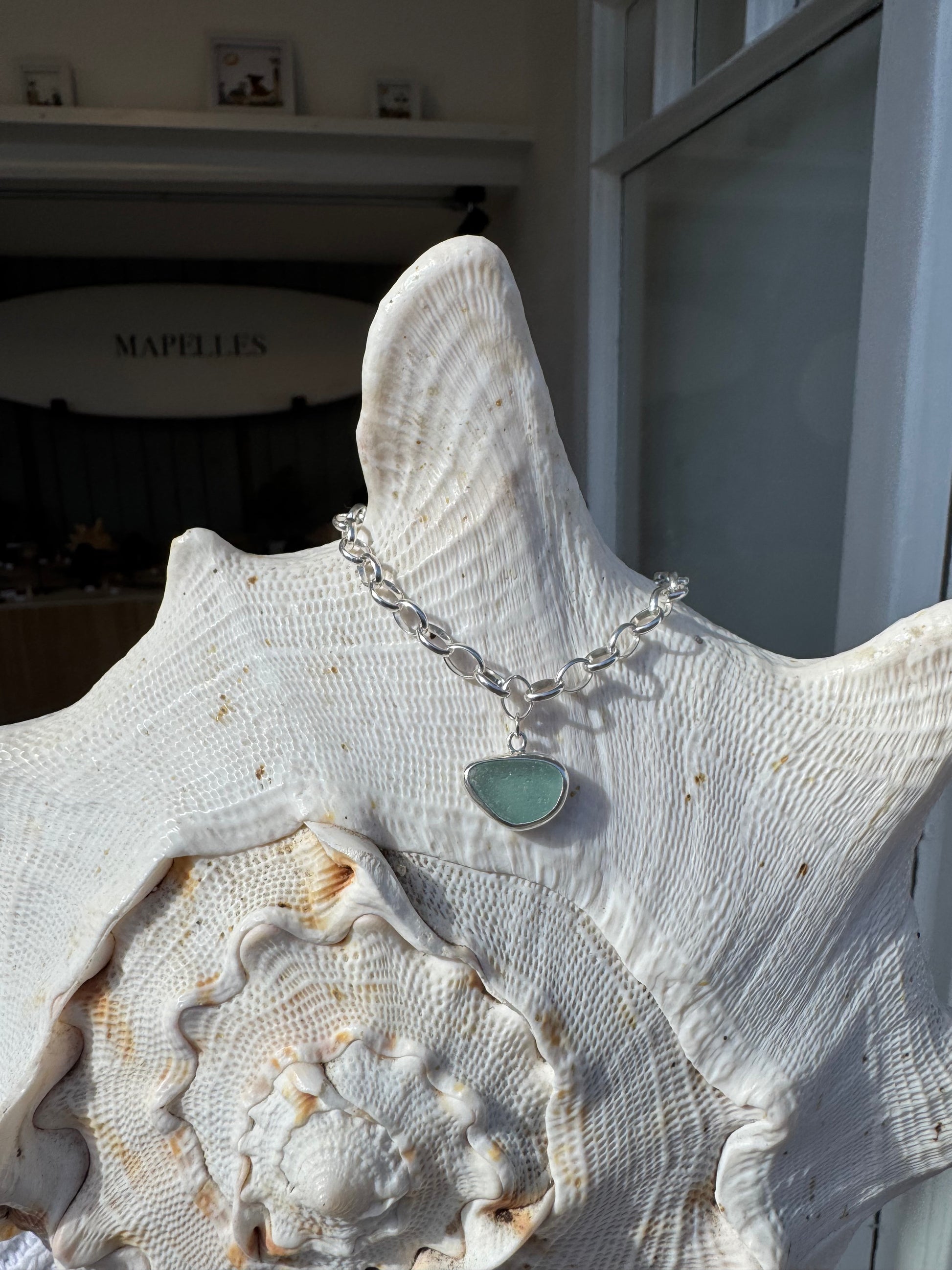 Handmade sterling silver Seaglass bracelet