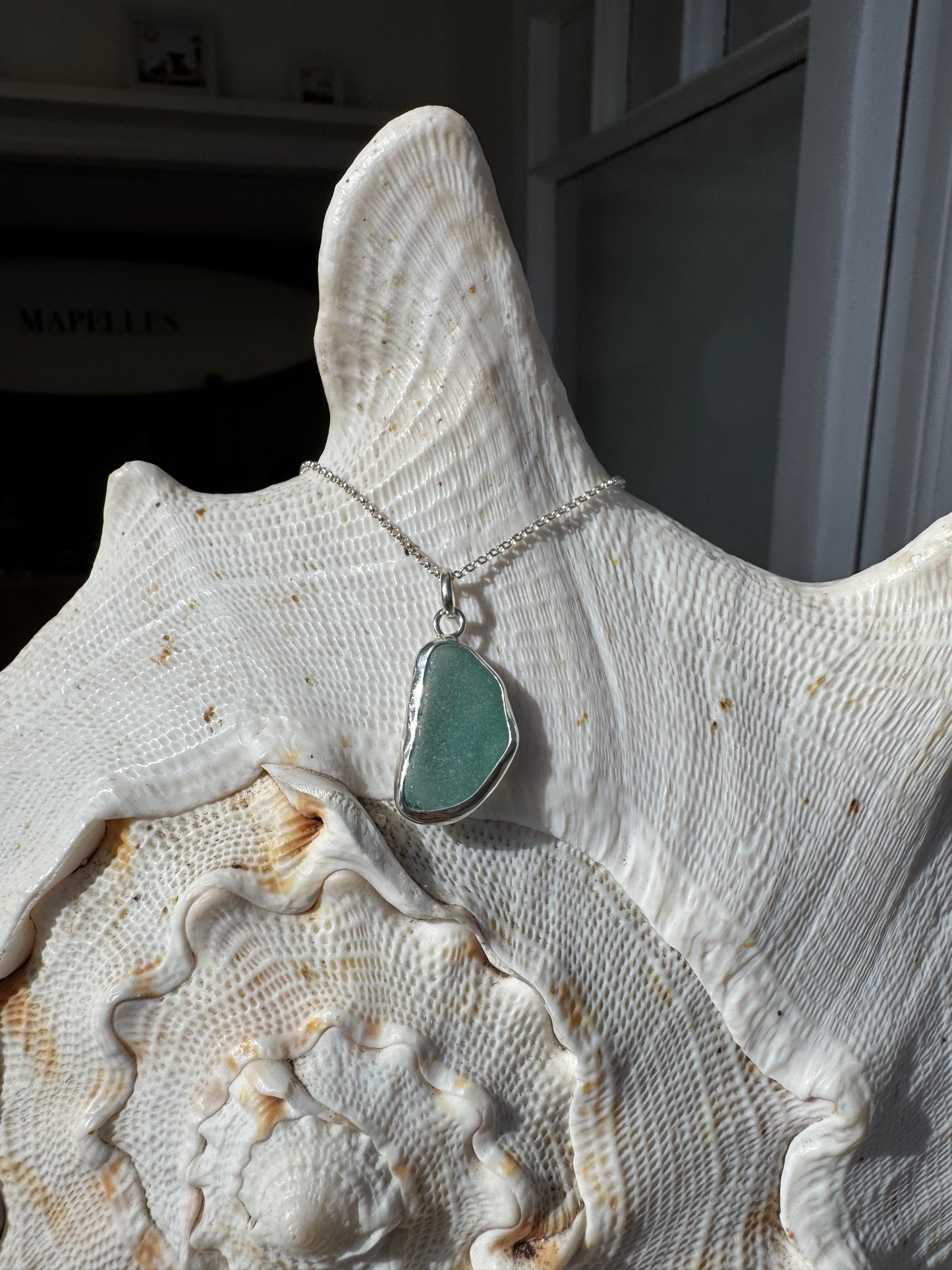 Close-up handmade Stirling silver necklace