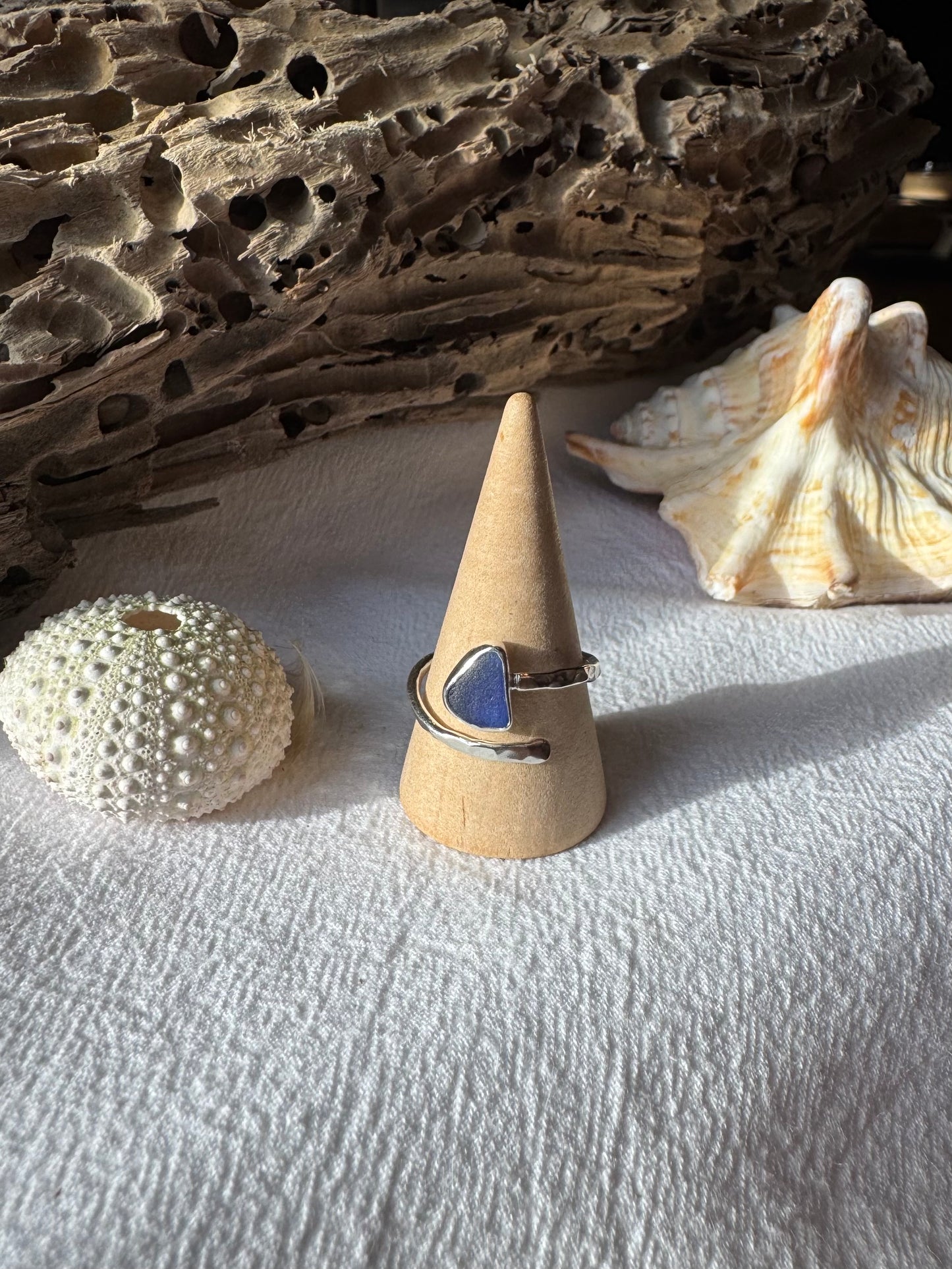 Blue seaglass ring