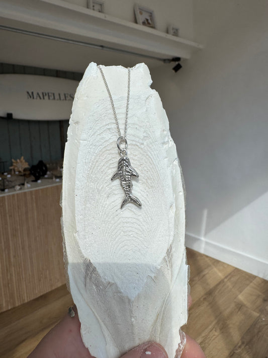 Cuttlefish casted Sterling silver handmade fish necklace 