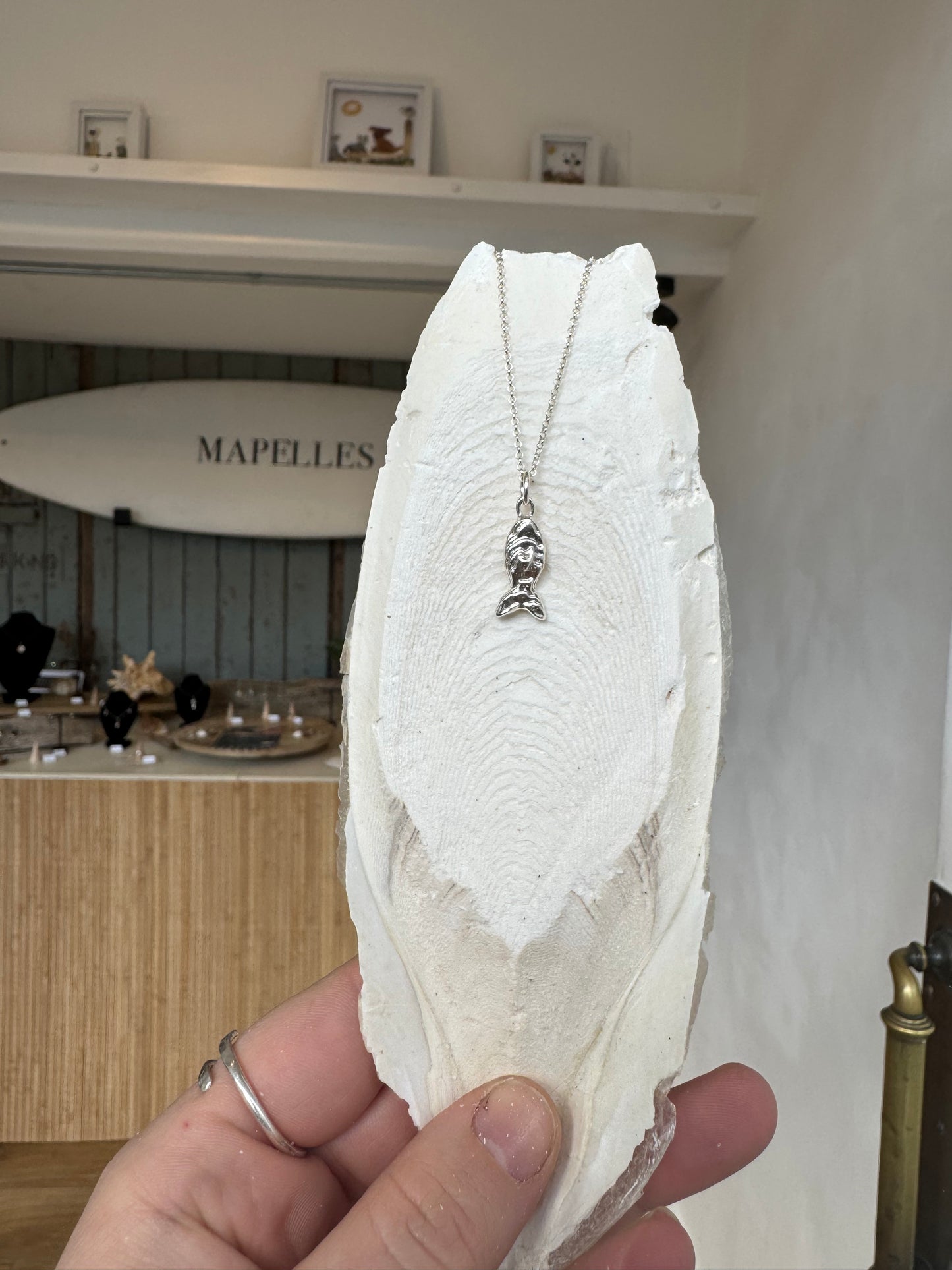 Cuttlefish casted Sterling silver handmade fish necklace