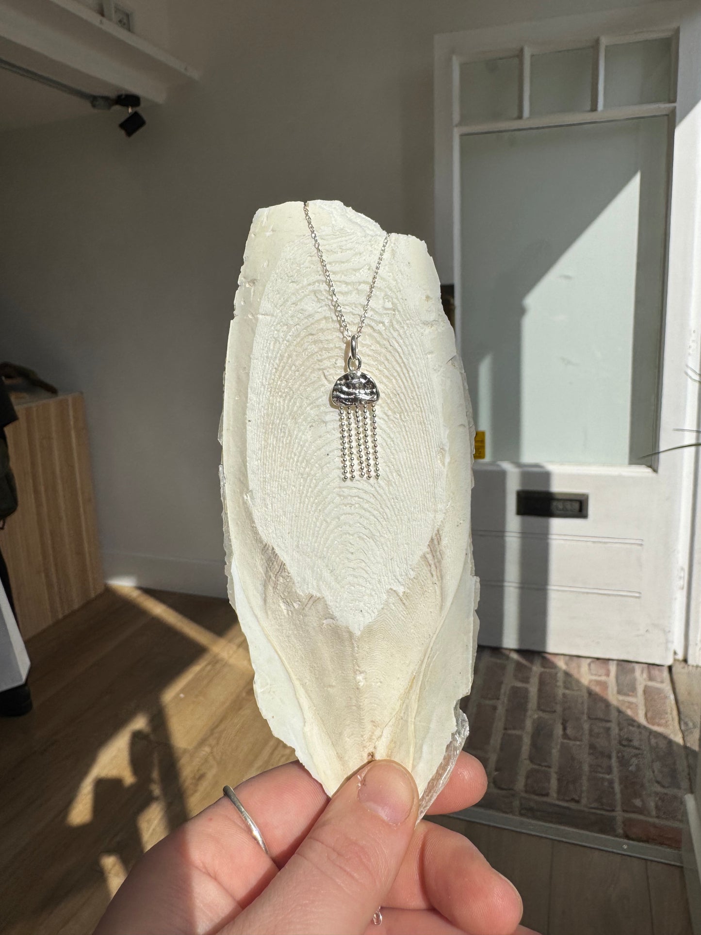 Cuttlefish casted Sterling silver handmade seahorse necklace