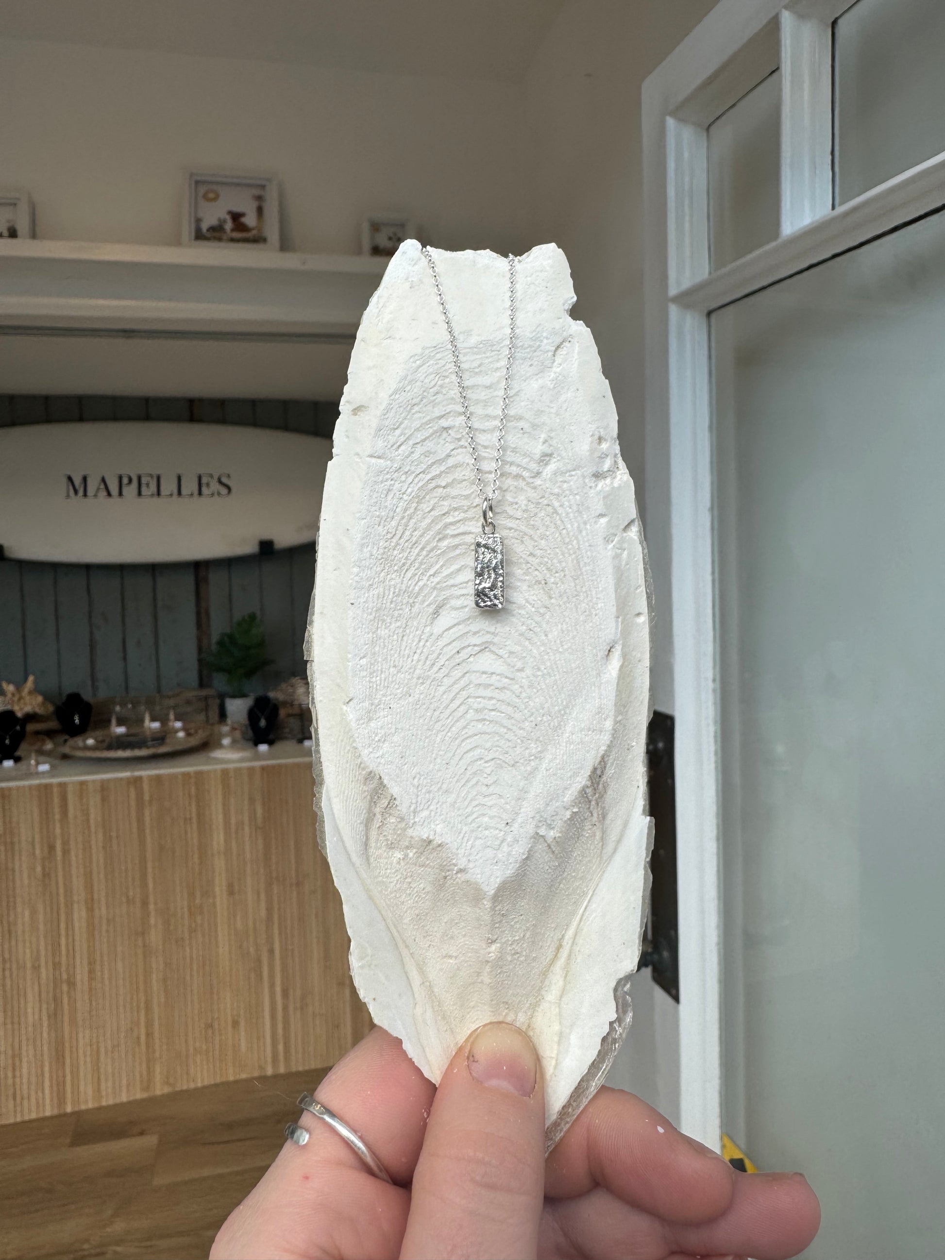 Handmade cuttlefish casted Sterling silver  necklace