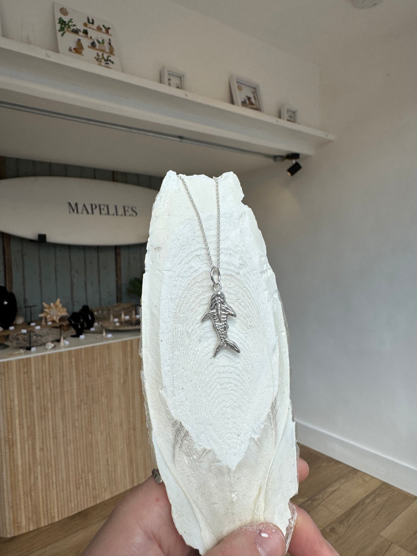 Cuttlefish casted Sterling silver handmade fish necklace 
