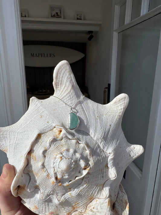 Handmade sterling silver sea glass necklace