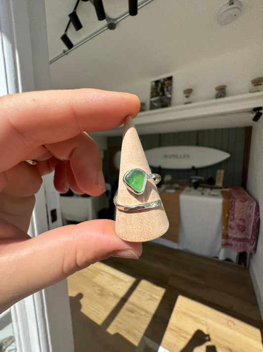 Green seaglass ring