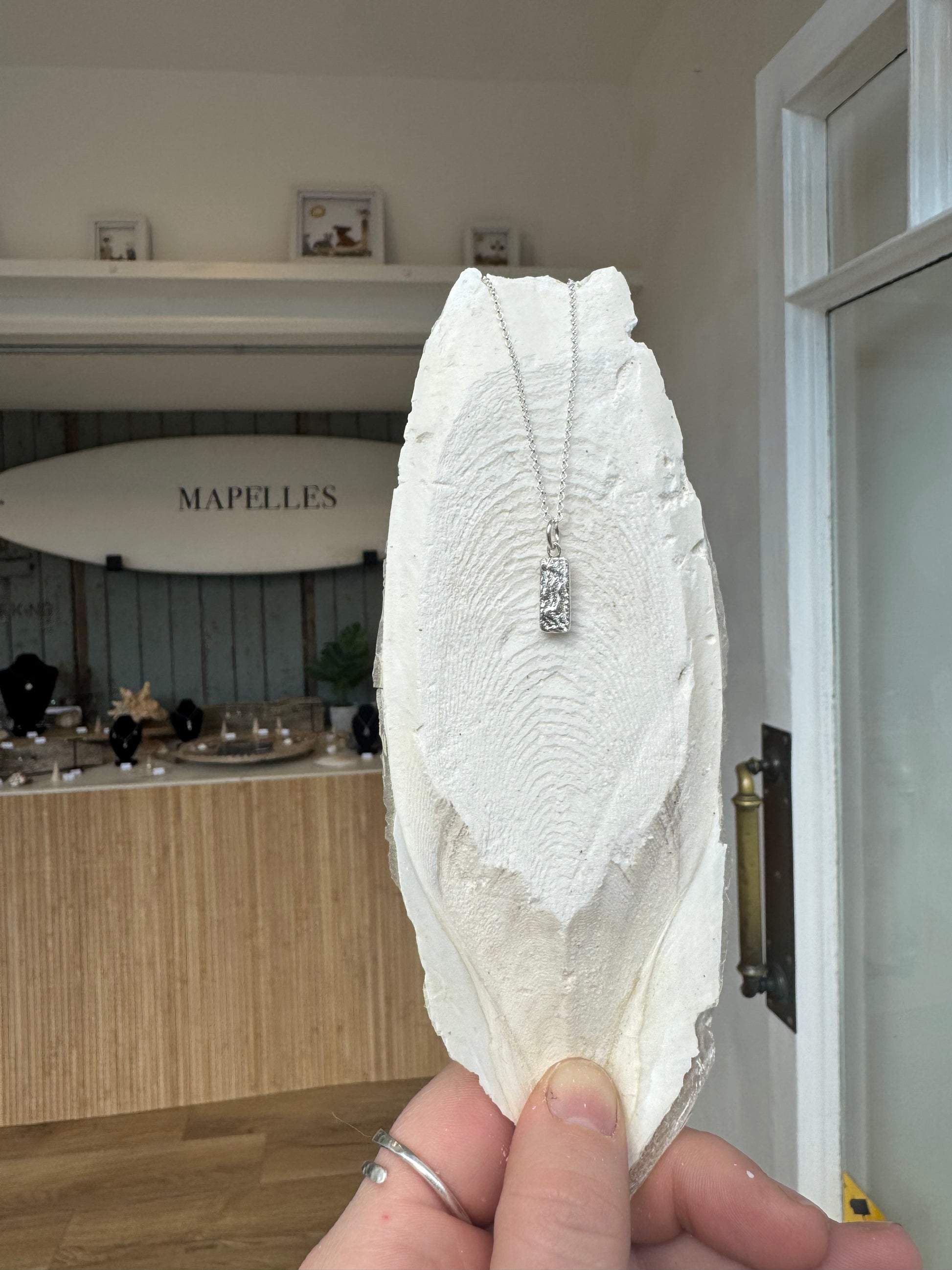 Handmade cuttlefish casted Sterling silver  necklace