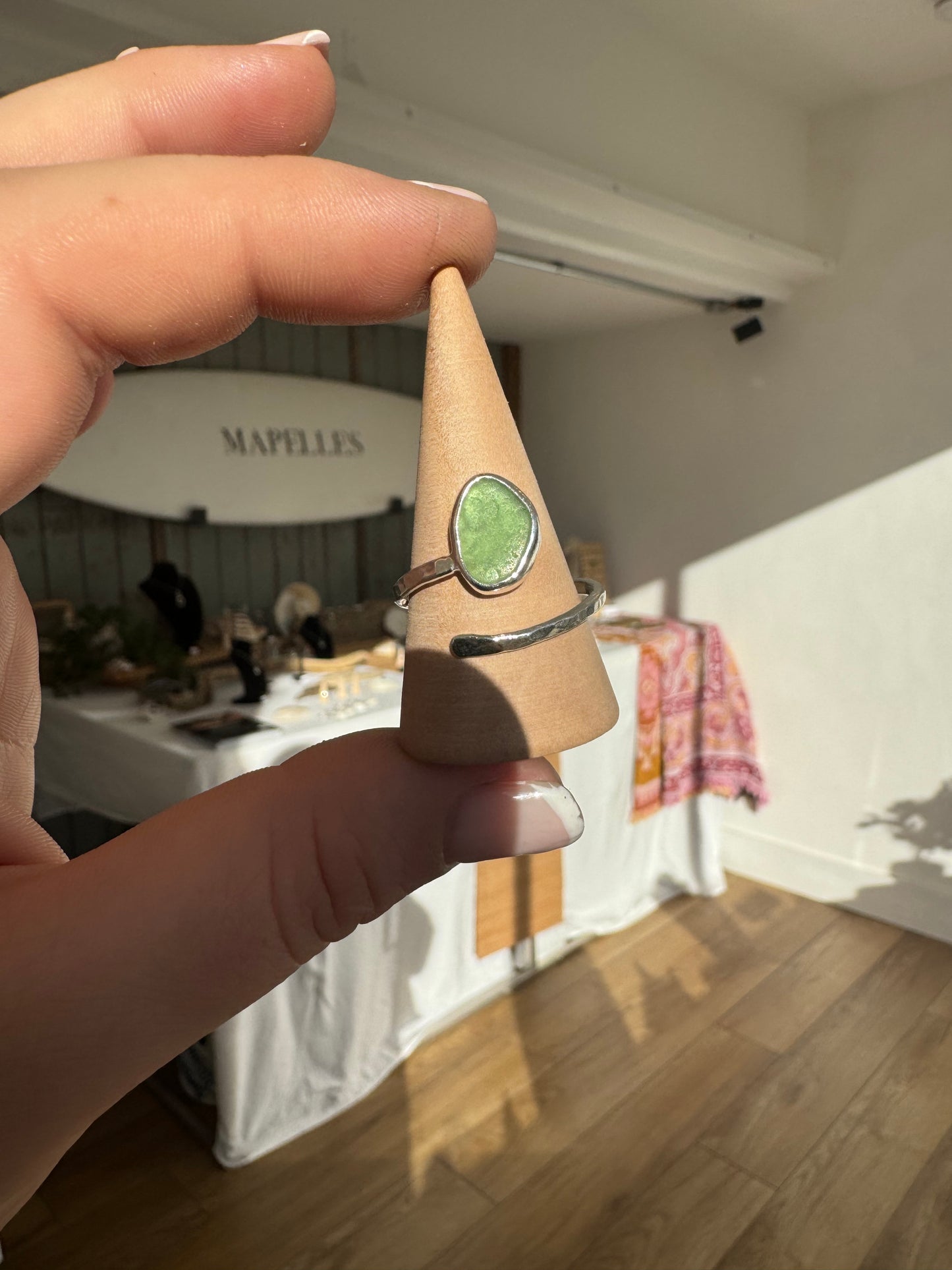 Green seaglass ring