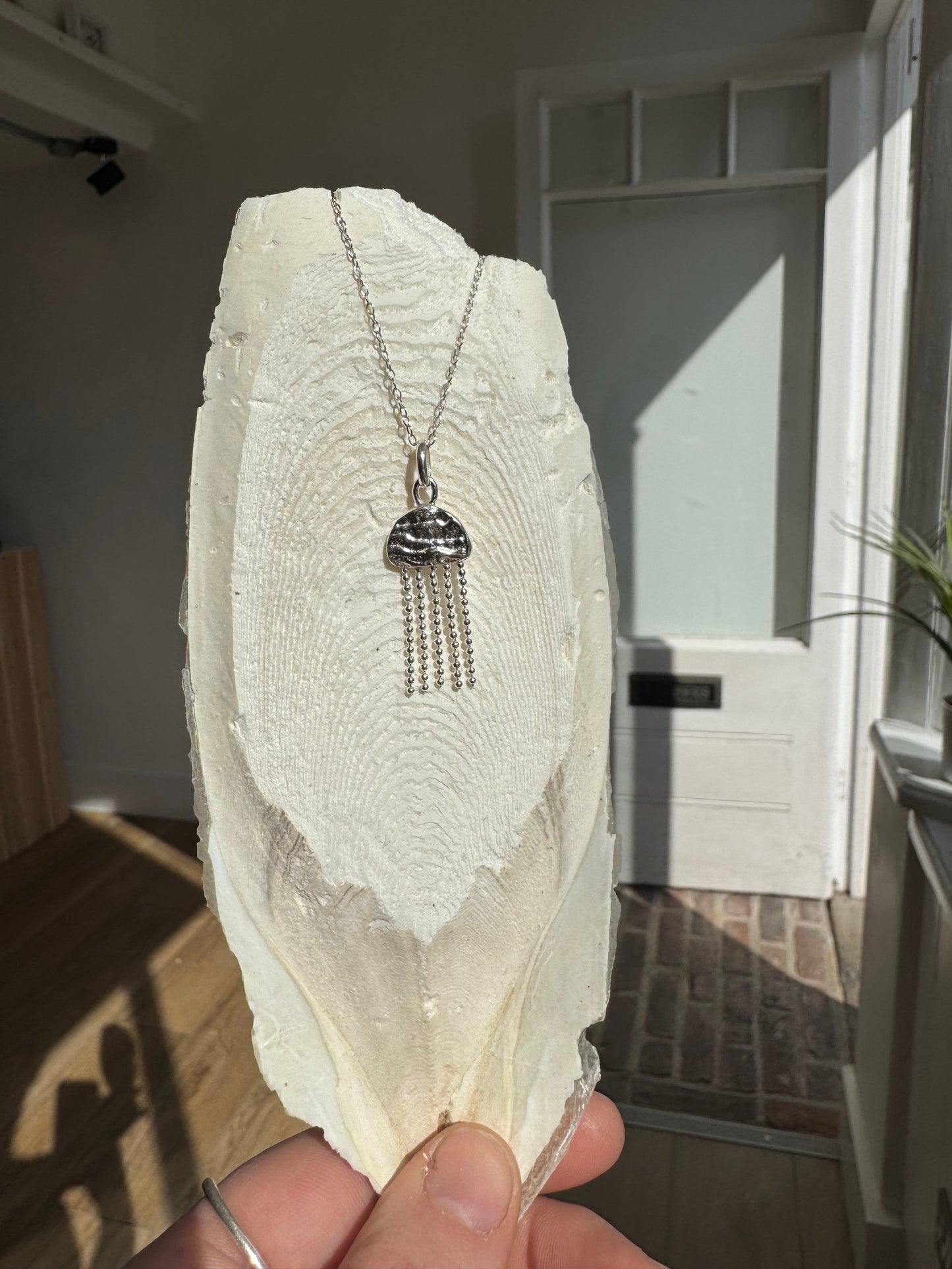 Cuttlefish casted Sterling silver handmade seahorse necklace