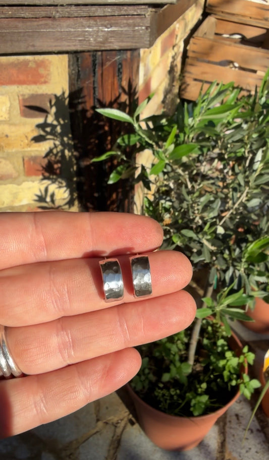Textured half hoop studs