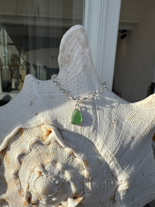 Green seaglass bracelet