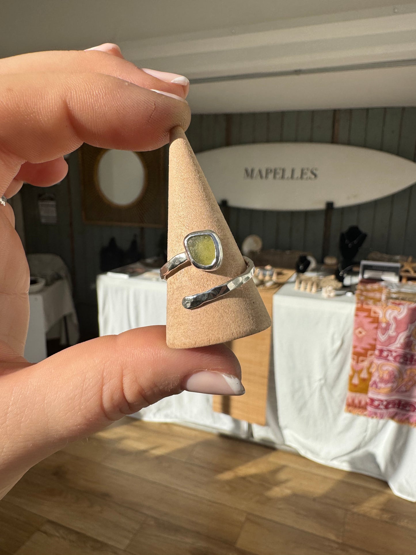 Light Green seaglass ring