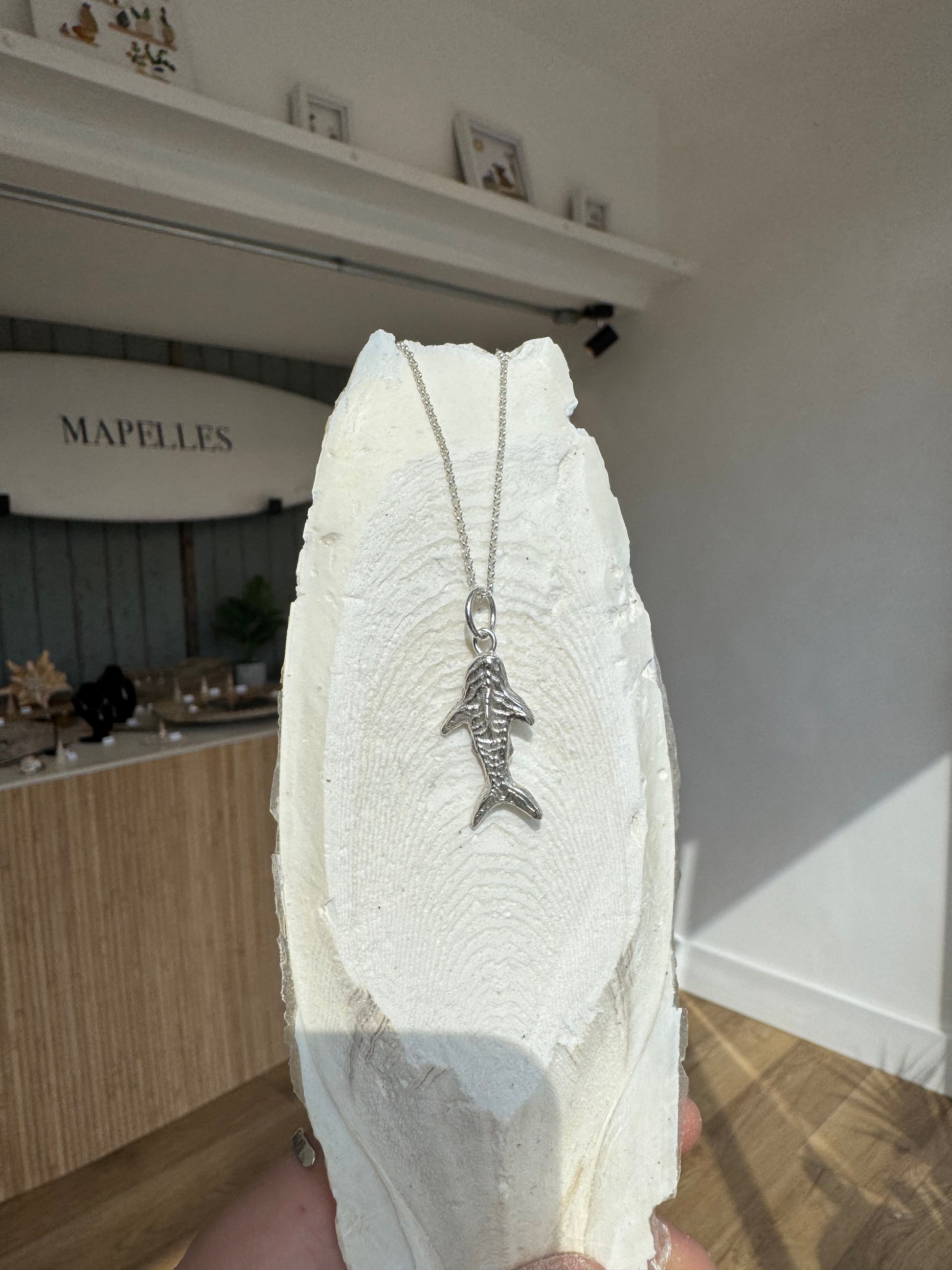 Cuttlefish casted Sterling silver handmade fish necklace 