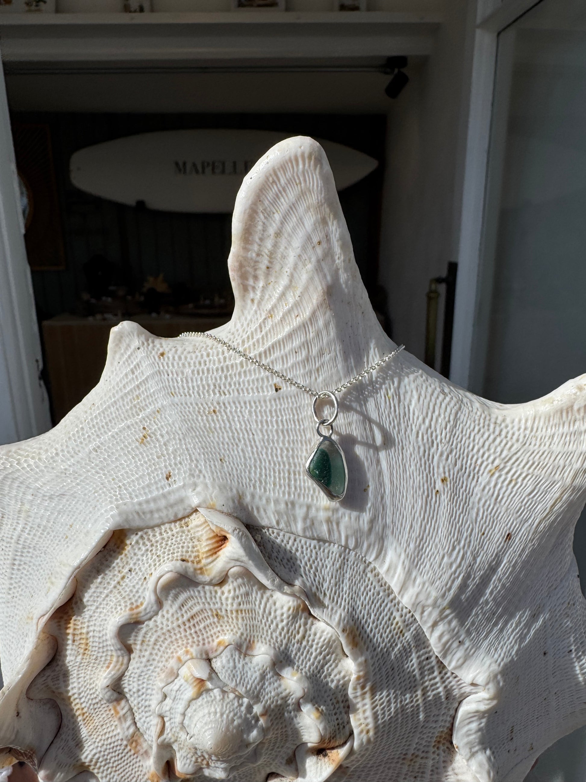 Handmade sterling  silver sea glass multi necklace