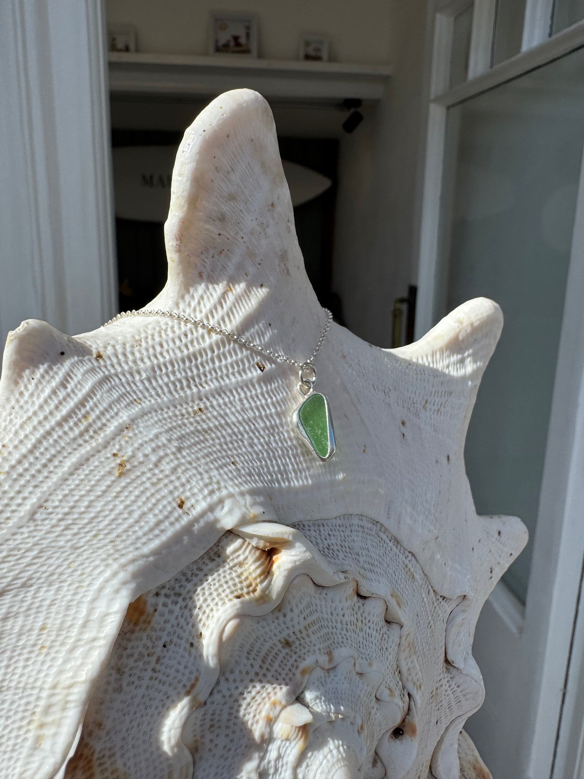 Handmade Seaglass necklace, sterling silver