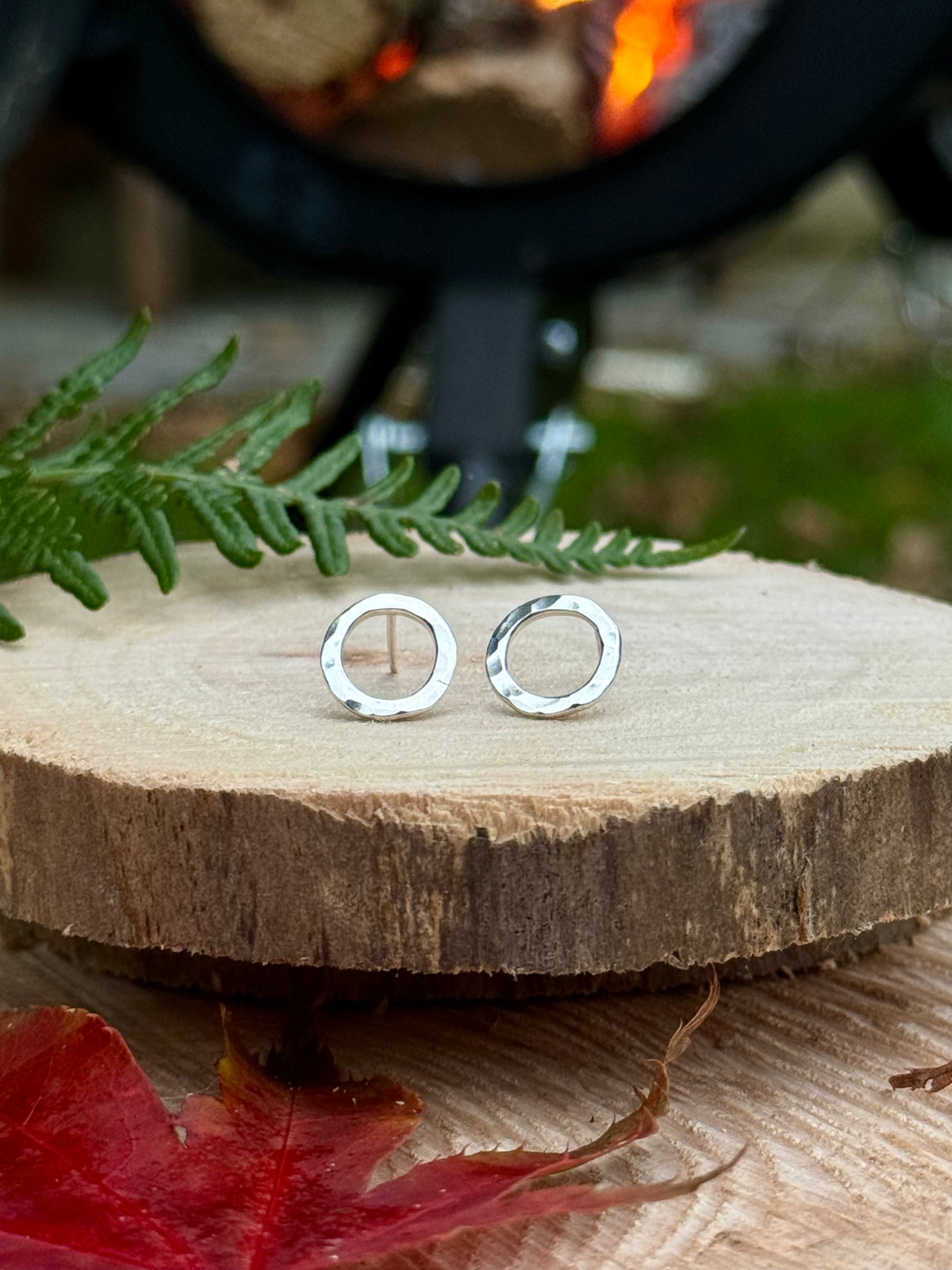 textured stud earring sterling silver studs side view
