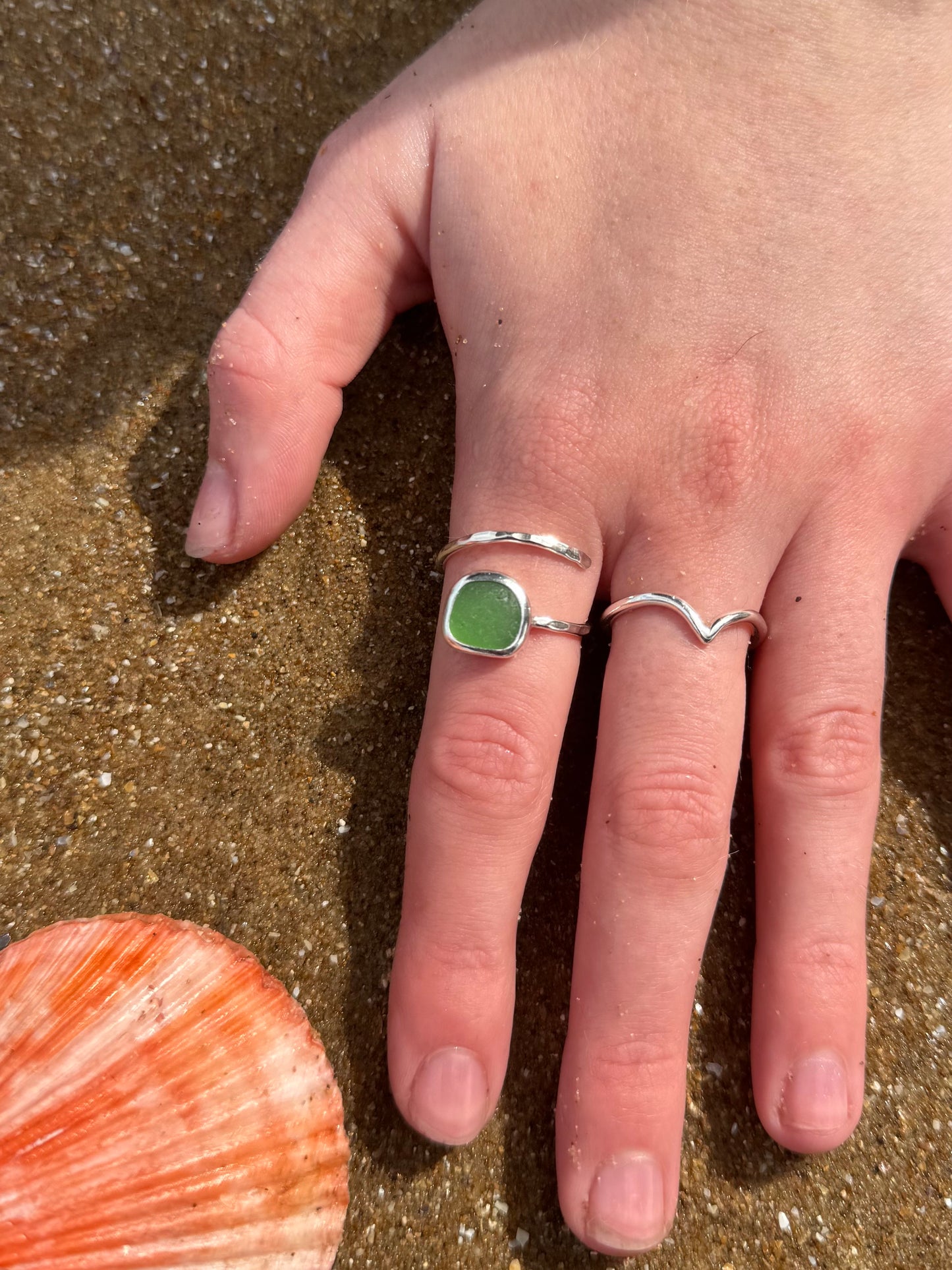 Green seaglass ring