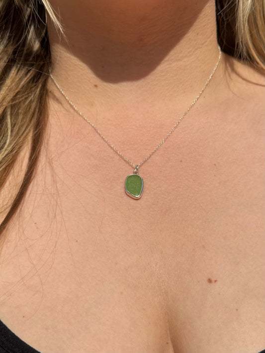 Green seaglass necklace