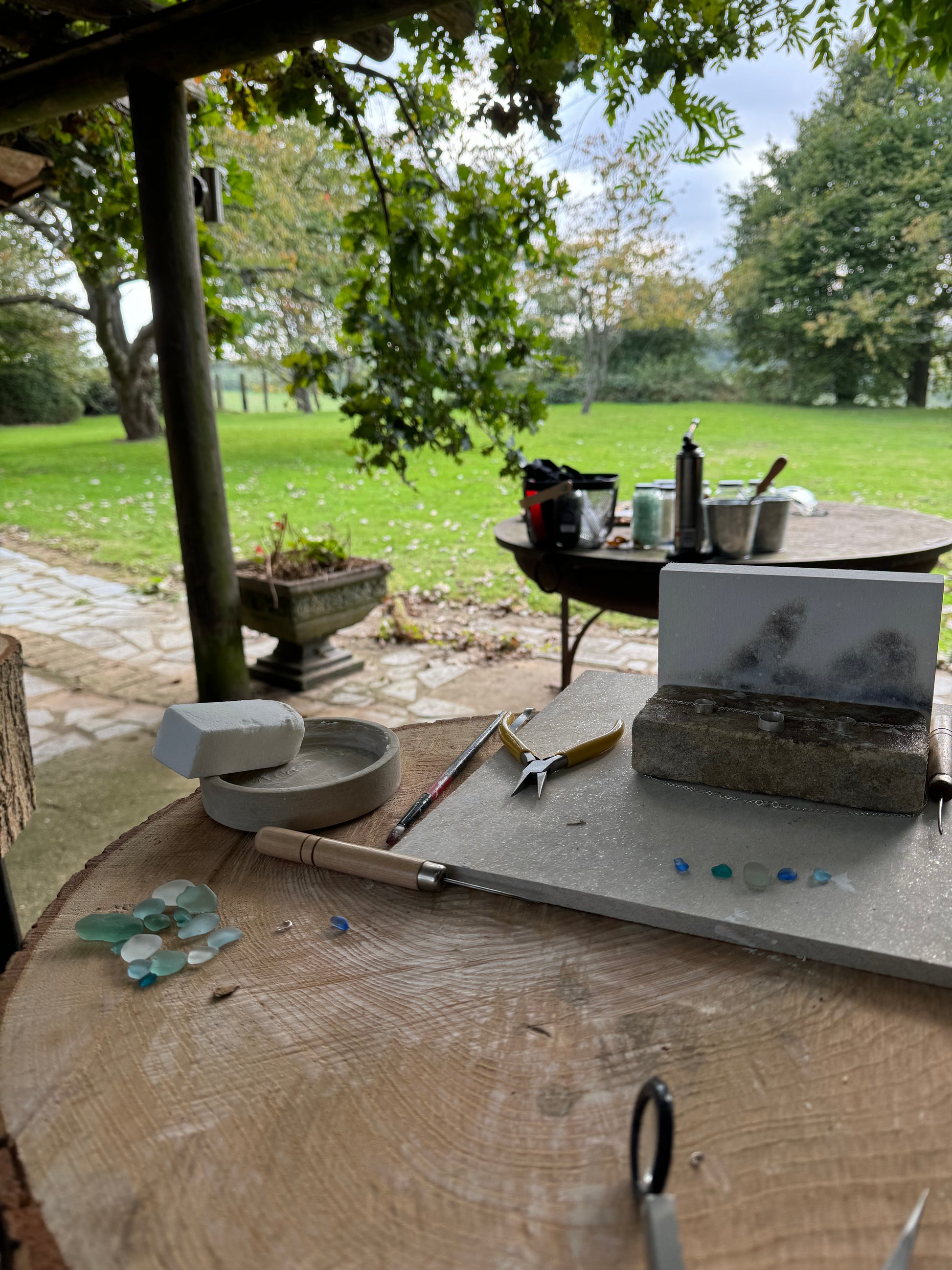 handmade jewellery making outdoor workshop