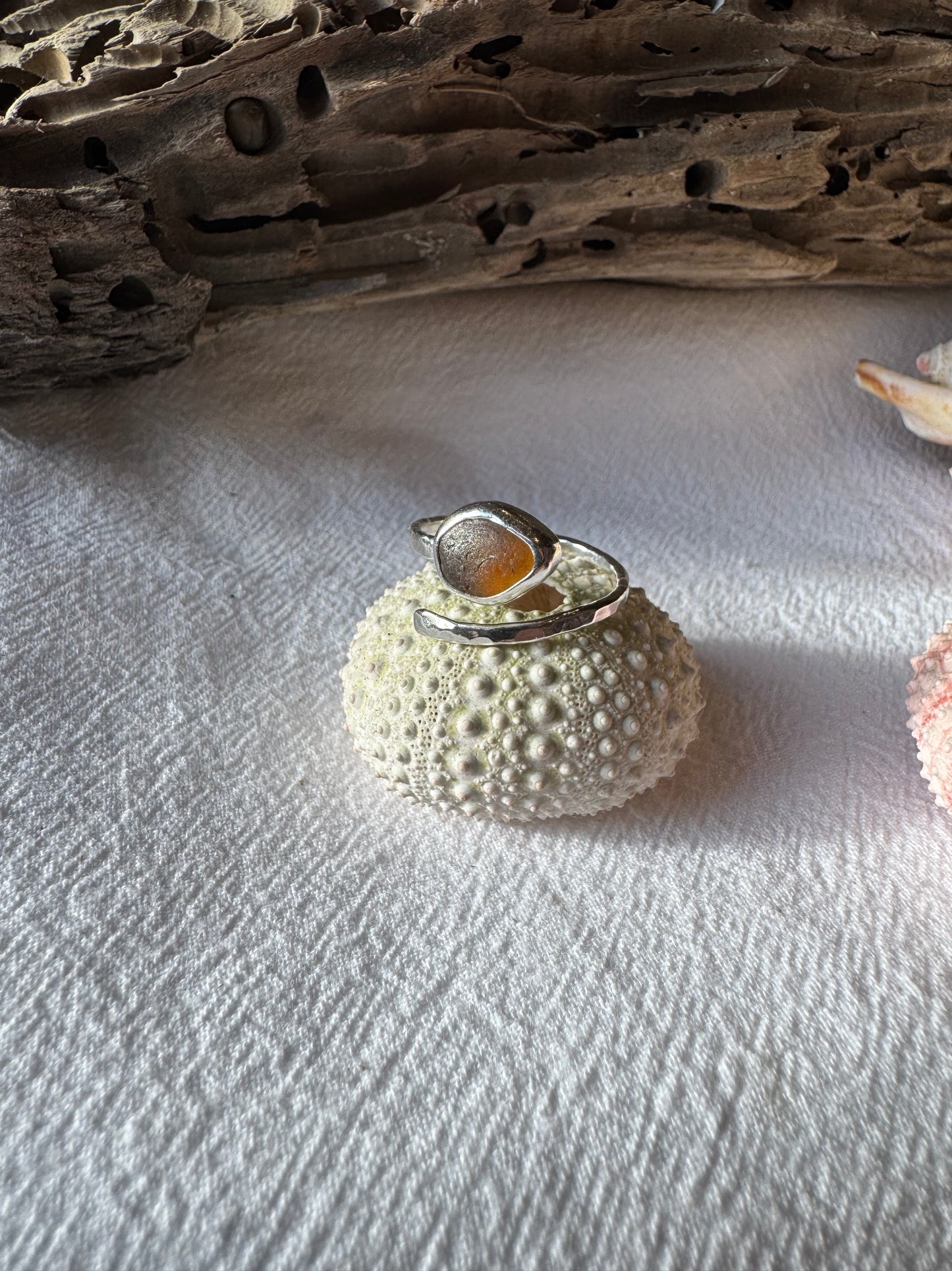 Brown seaglass ring