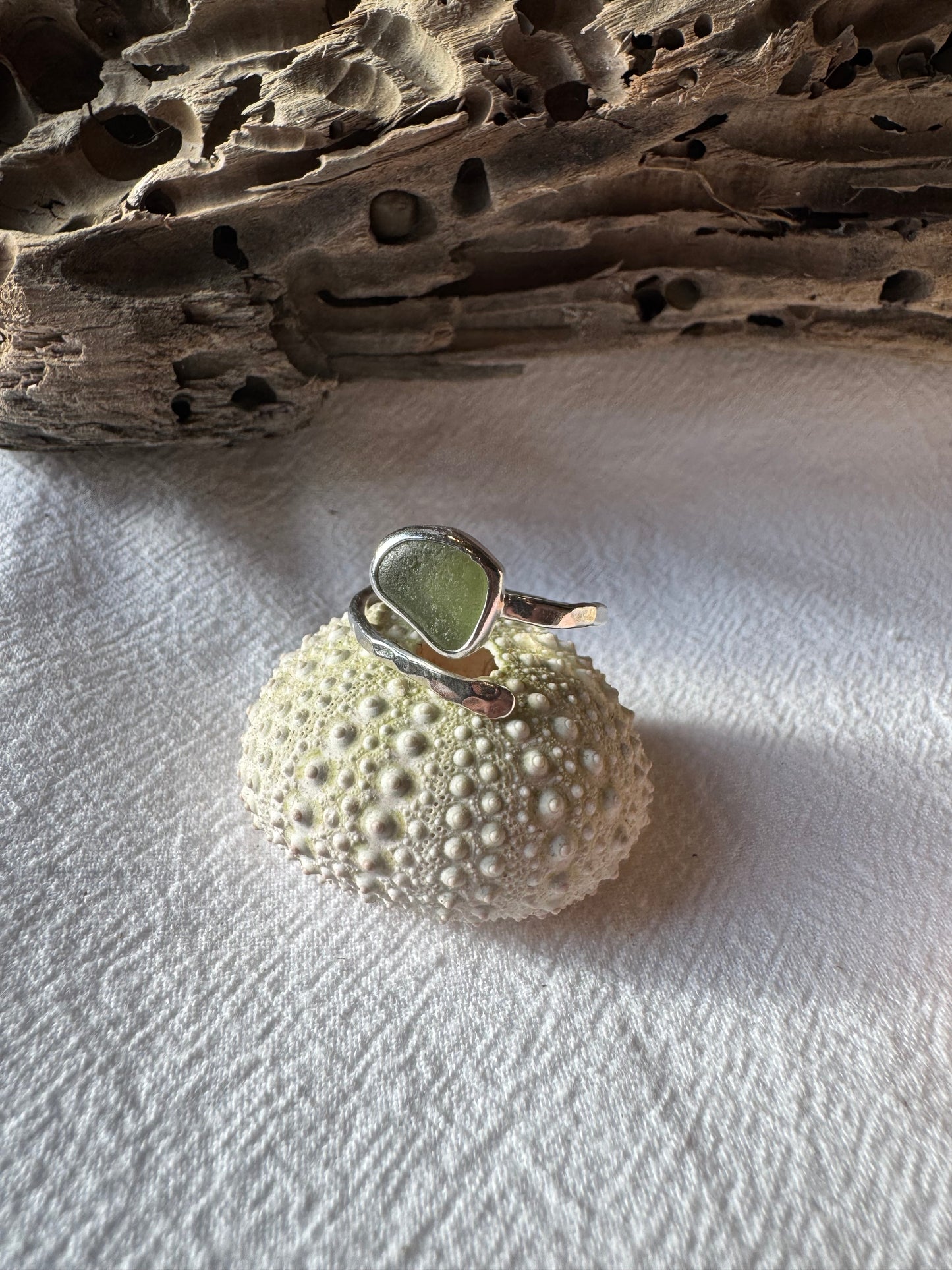 Green seaglass ring