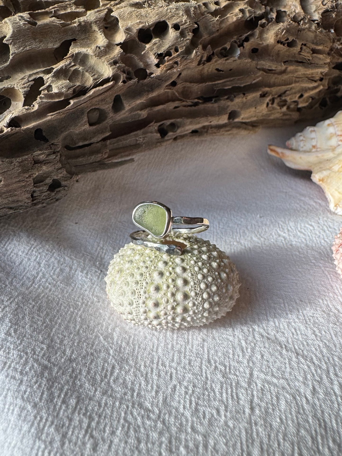 Green seaglass ring