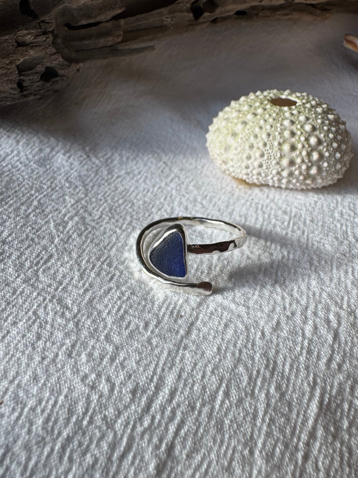 Blue seaglass ring