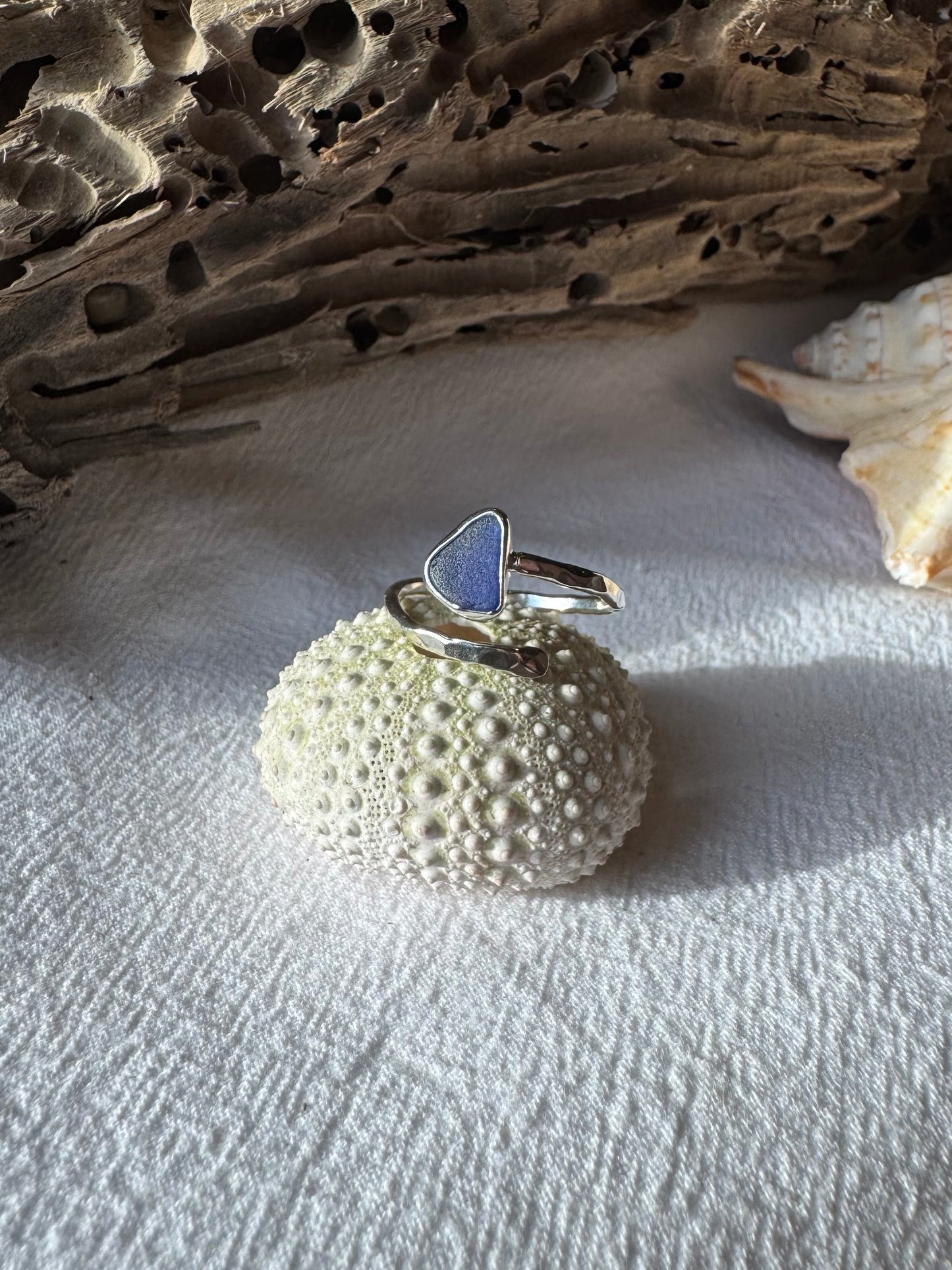 Blue seaglass ring