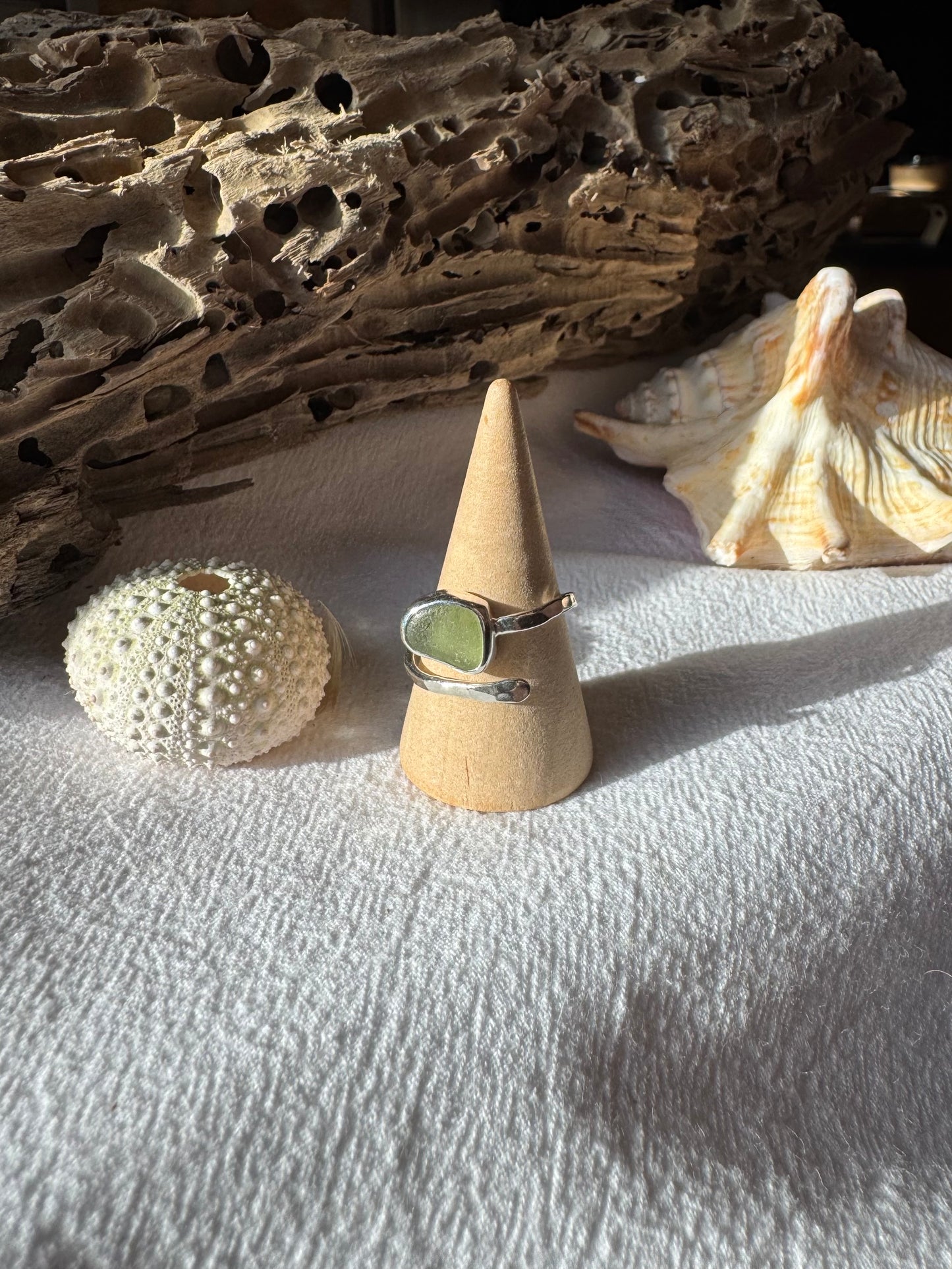 Green seaglass ring