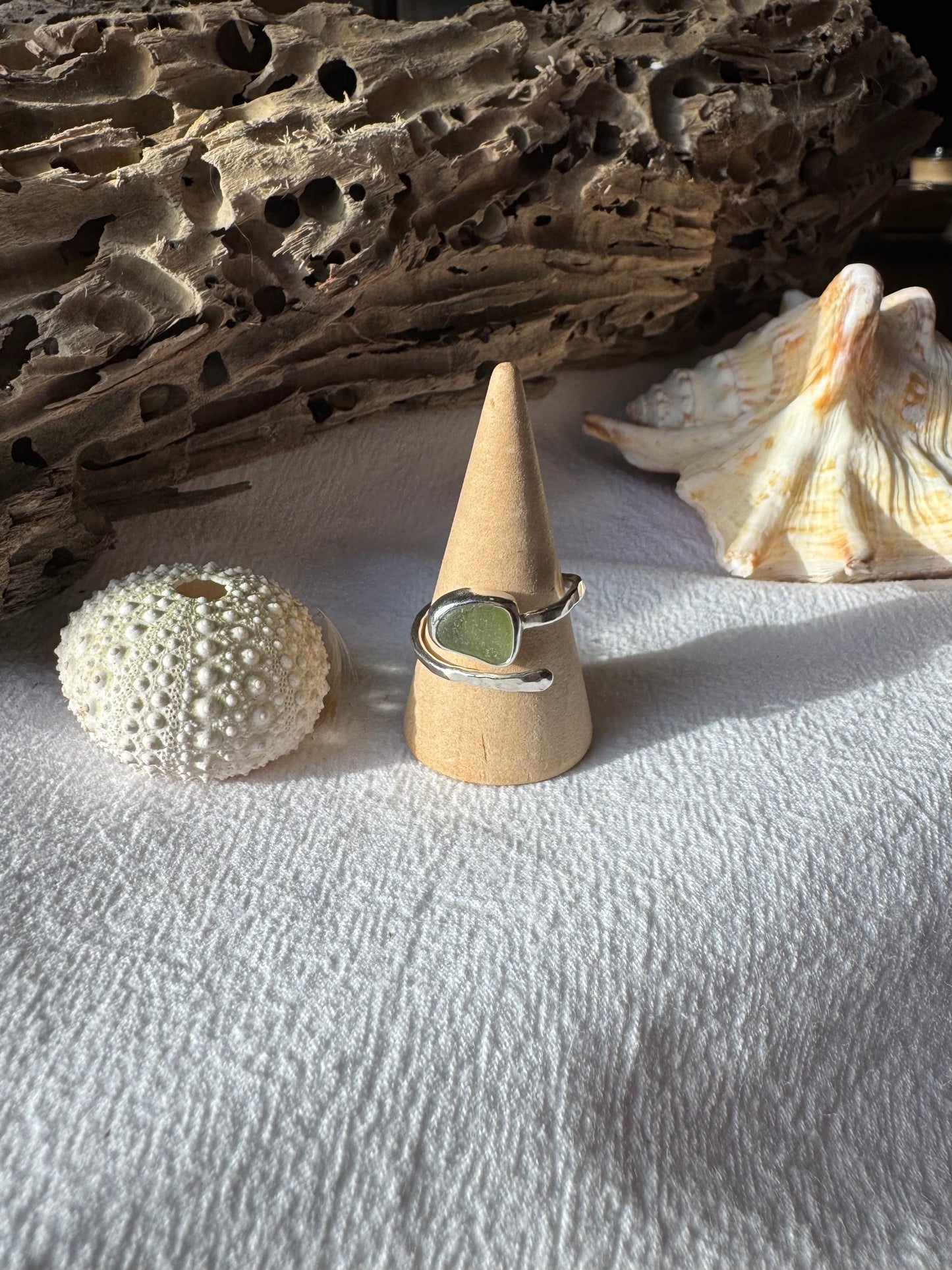 Green seaglass ring