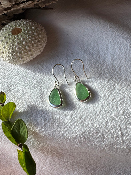 Green seaglass earrings