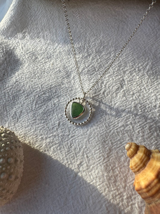 Green seaglass beaded necklace