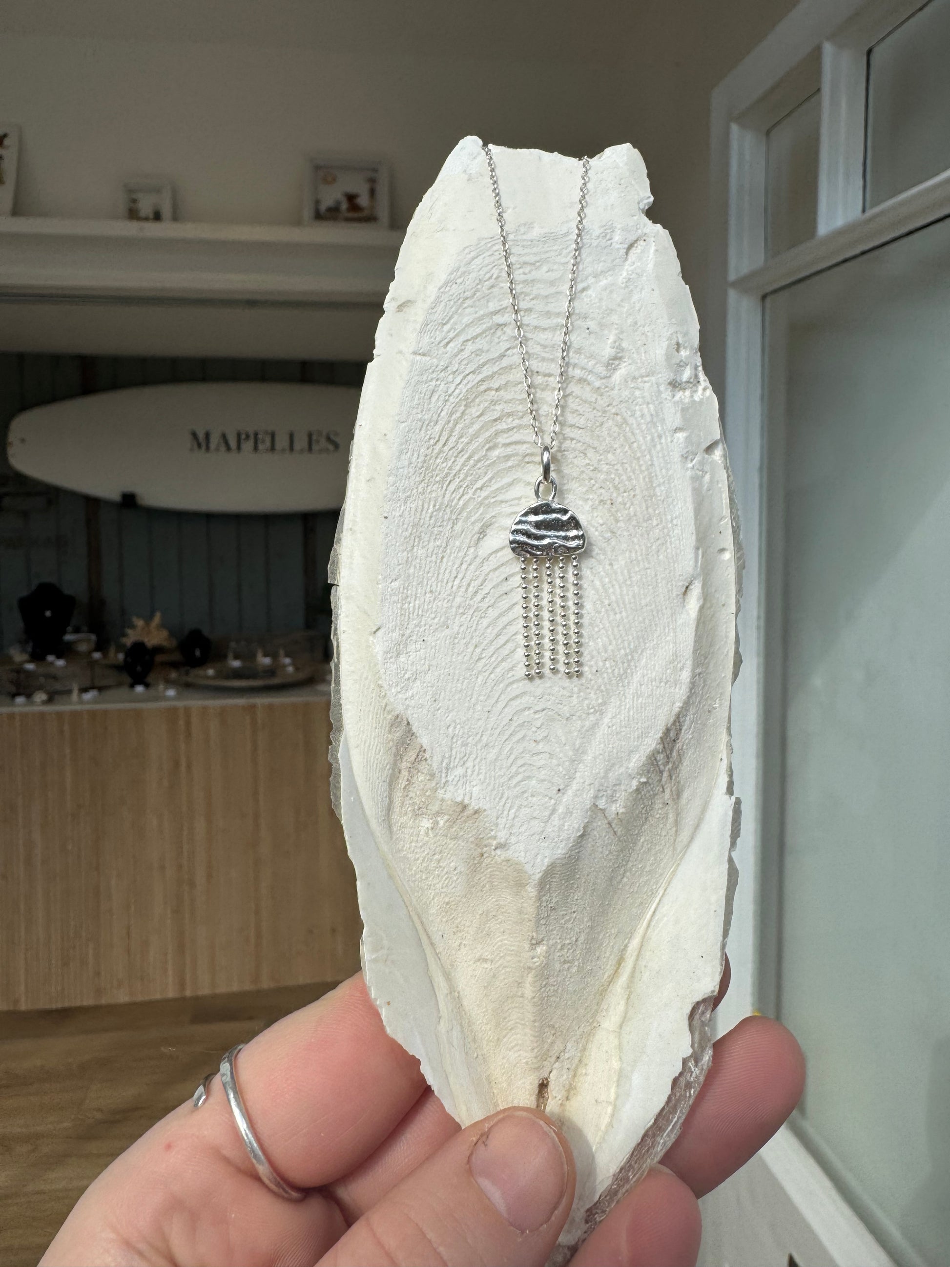 Cuttlefish casted Sterling silver handmade seahorse necklace