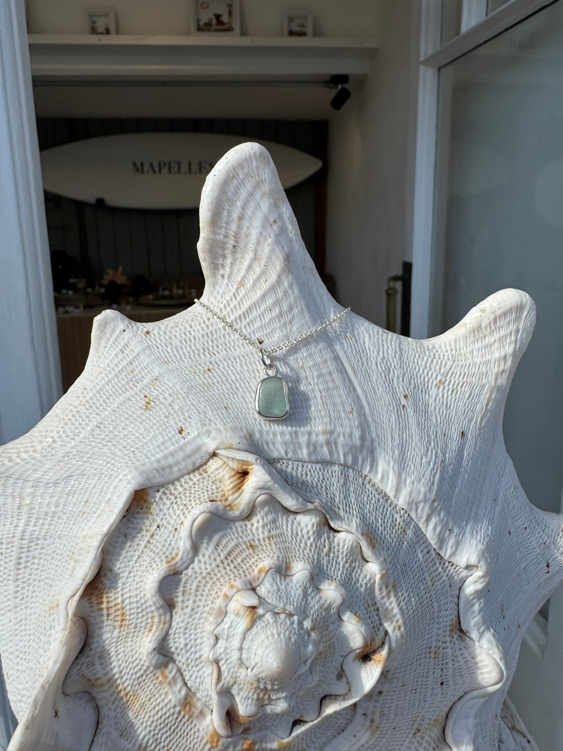 Light blue sterling silver handmade necklace