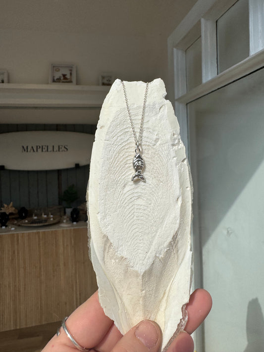 Cuttlefish casted Sterling silver handmade fish necklace