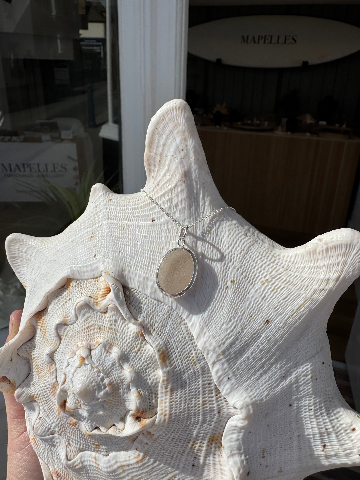 Selling silver handmade sea glass necklace