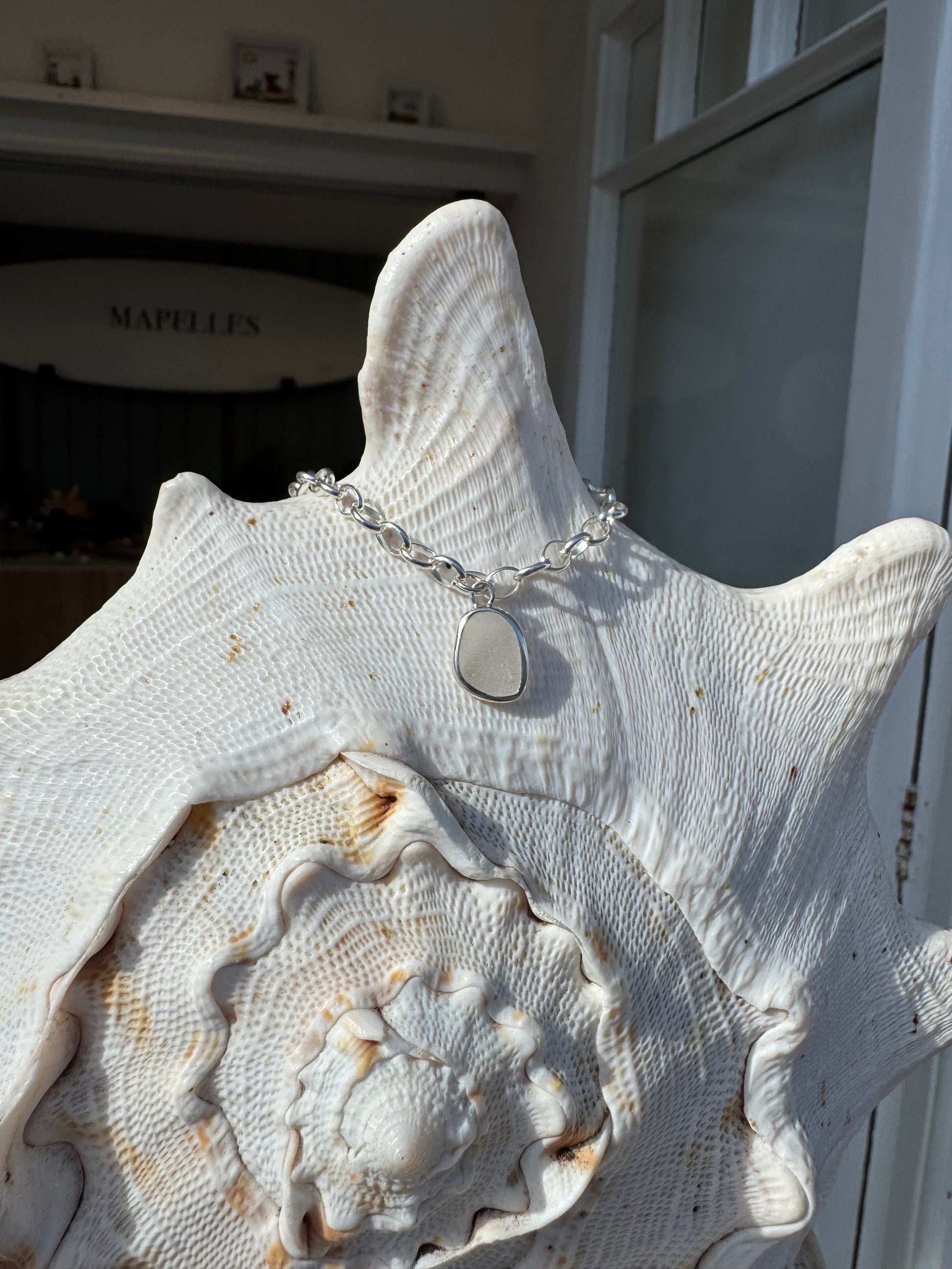 Handmade sterling silver Seaglass bracelet