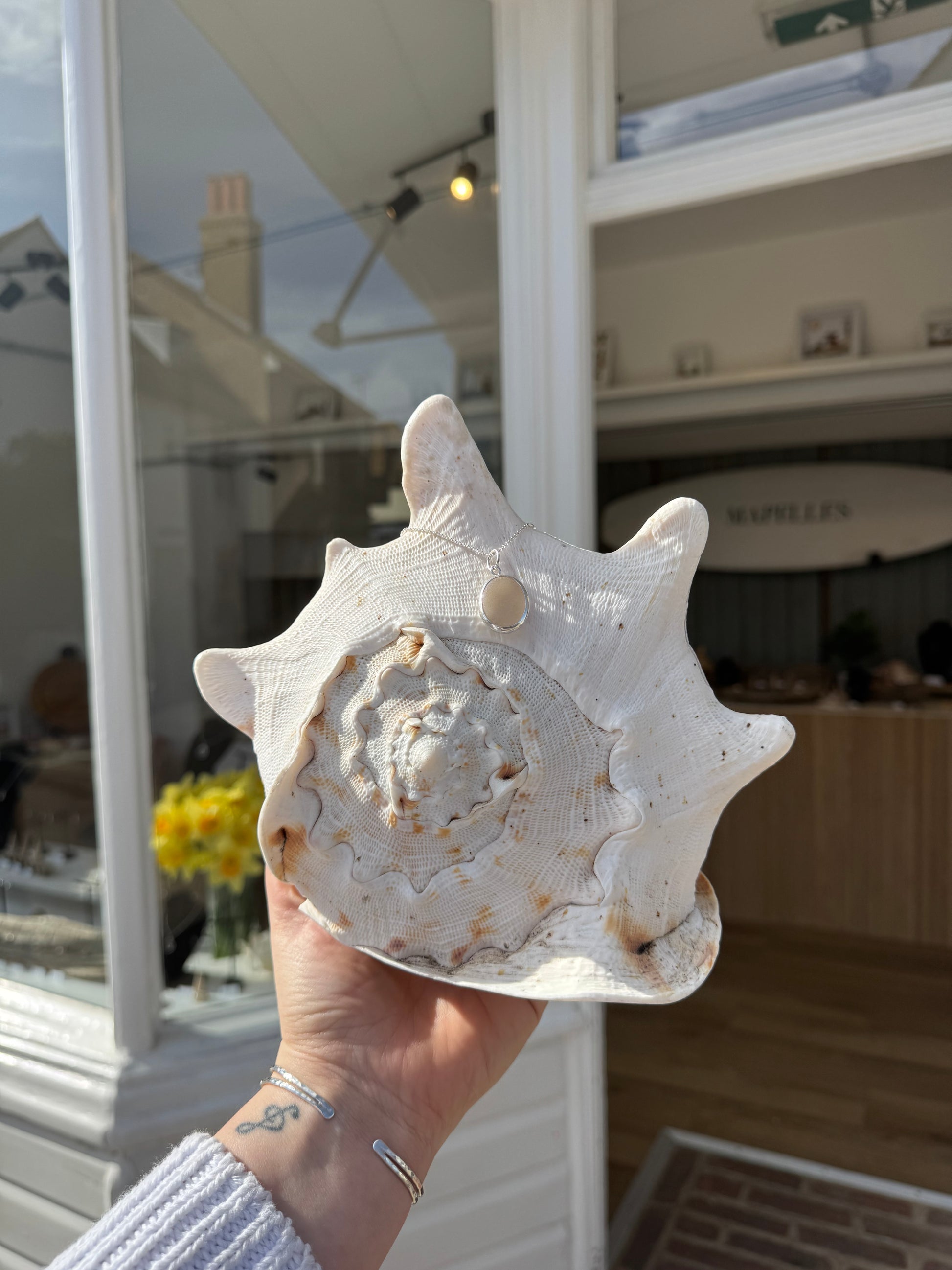 Seaglass necklace handmade sterling silver 