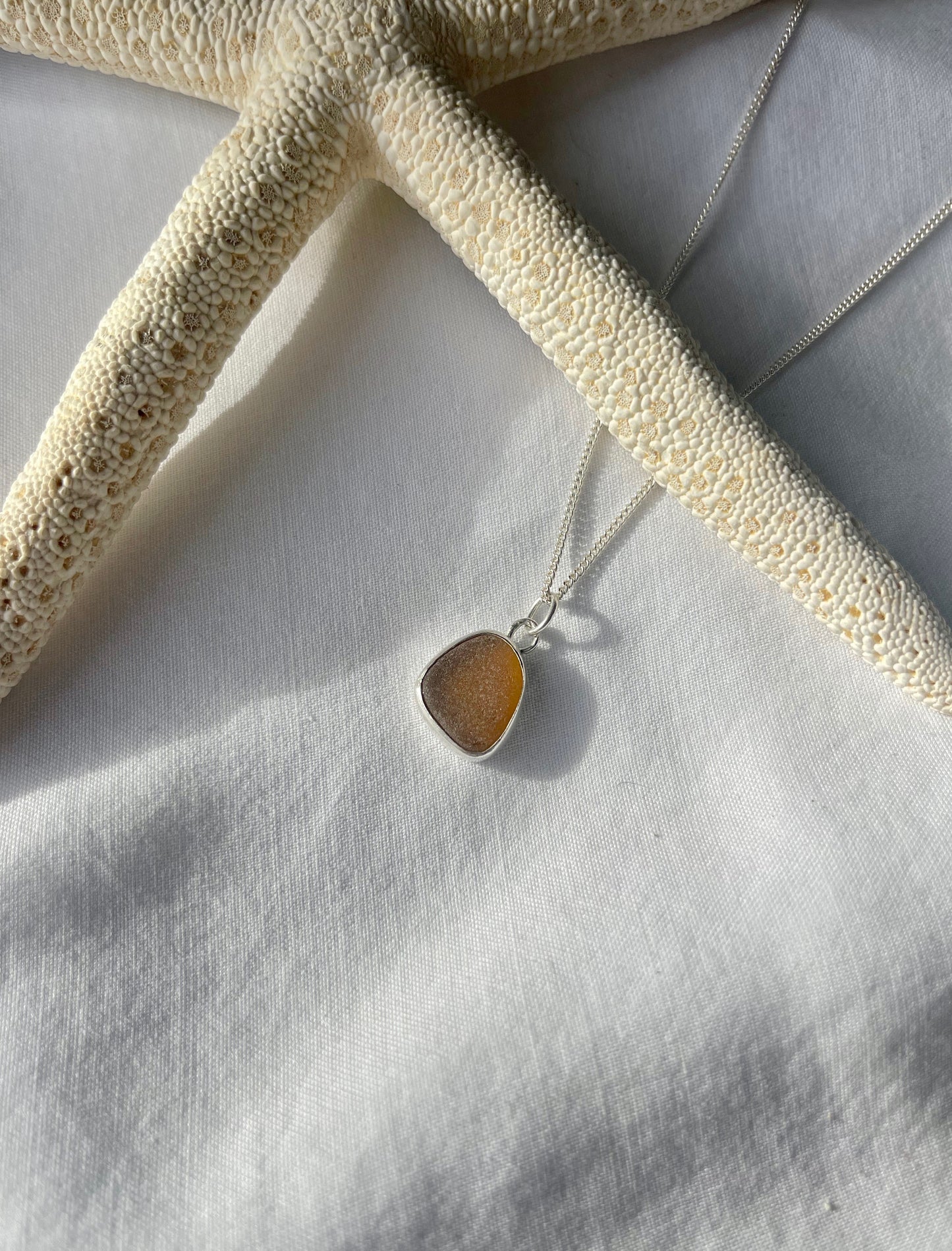 Brown sea glass necklace