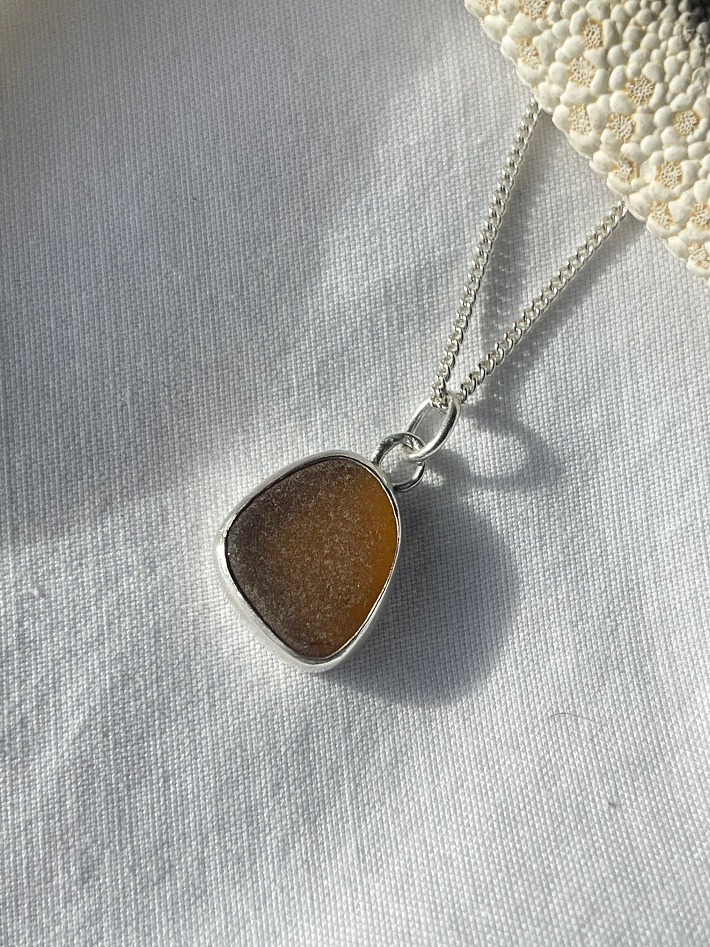 Brown sea glass necklace