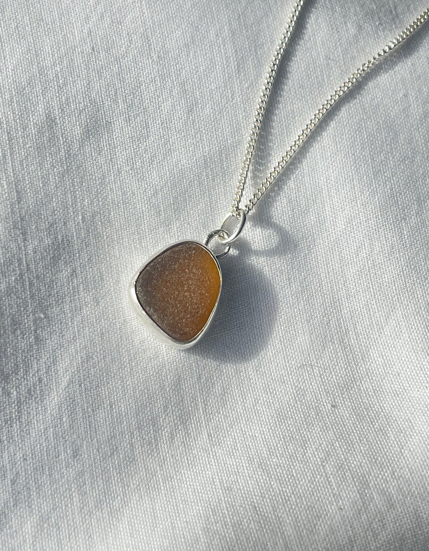 Brown sea glass necklace